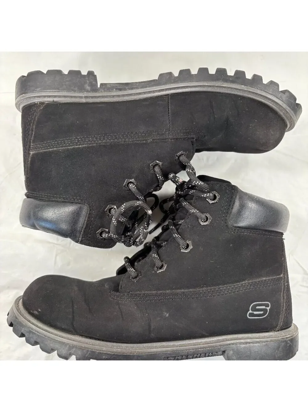 Sketchers Boys Mecca Bunkhouse Black Synthetic Ankle Work Boots